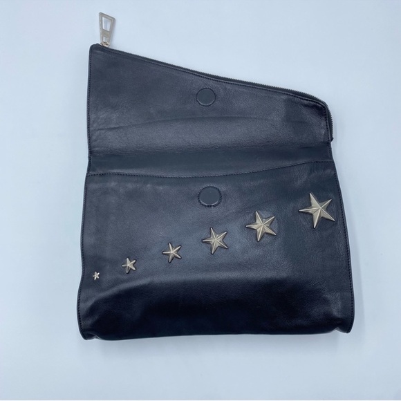 Jimmy Choo Black Leather Studded Foldover
Clutch with silver hardware - Picture 9 of 14